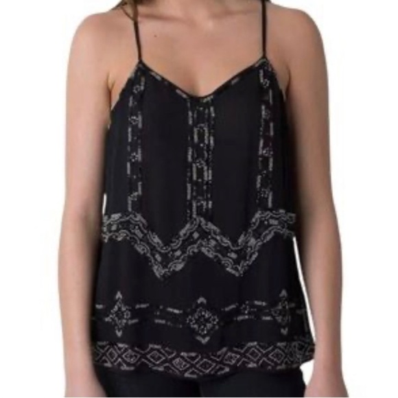 BKE Tops - BKE Boutique Sheer Lined Beaded Black Silver Embellished Camisole Sz M